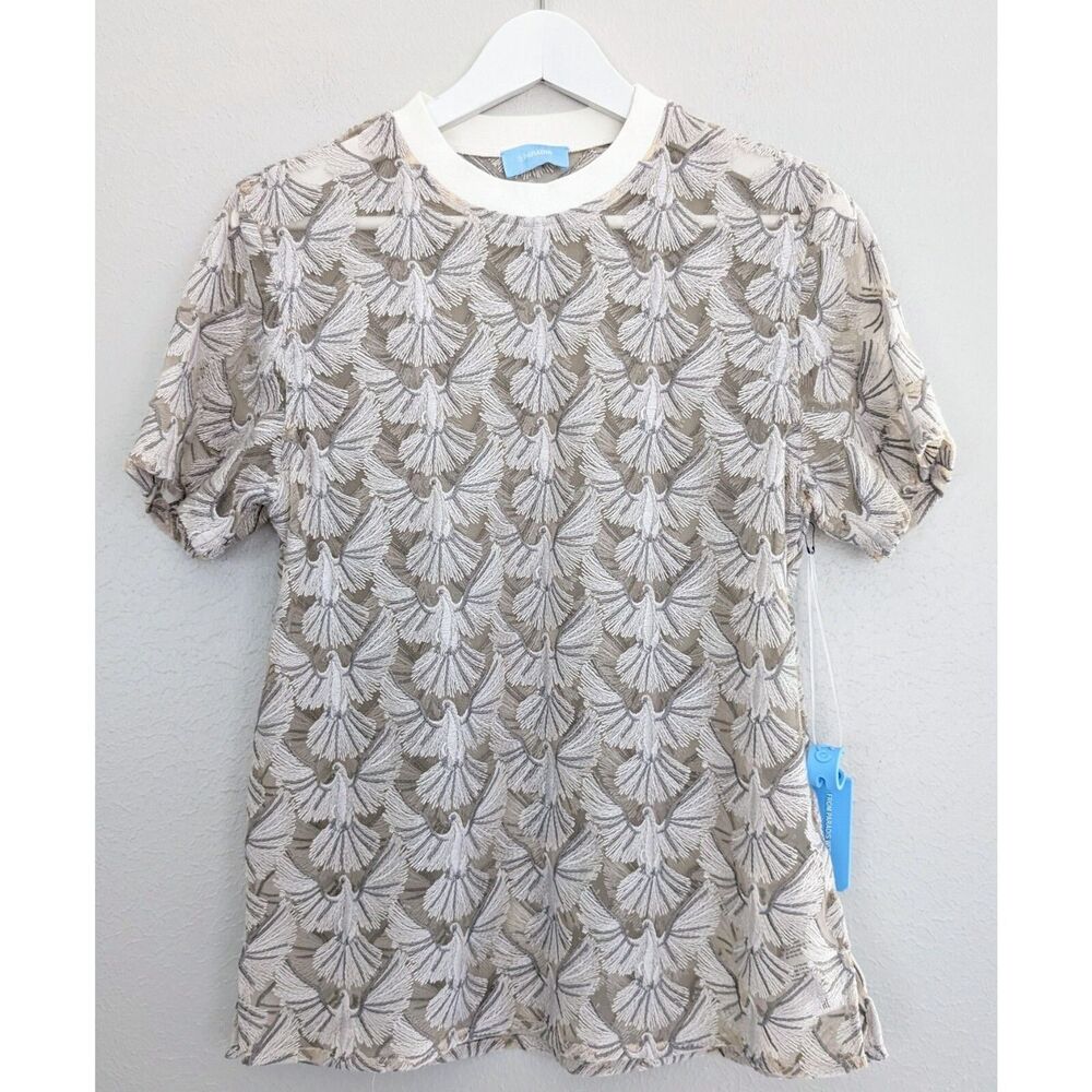 NWT 3.Paradis Women’s Dove Lace Size Small White Graphic Tee Designer Streetwear